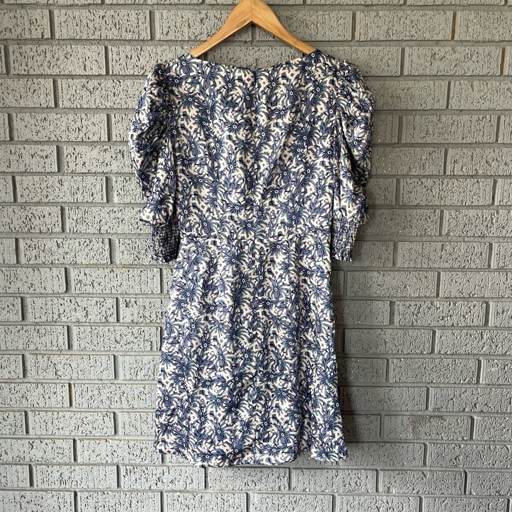 NWT Cinq a Sept Lucinda Floral Ruffle Mini Dress Puff Sleeve Blue Size 0 - Picture 6 of 8
